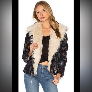 NWT Free People Jaquard Wool & Faux Fur Jacket
